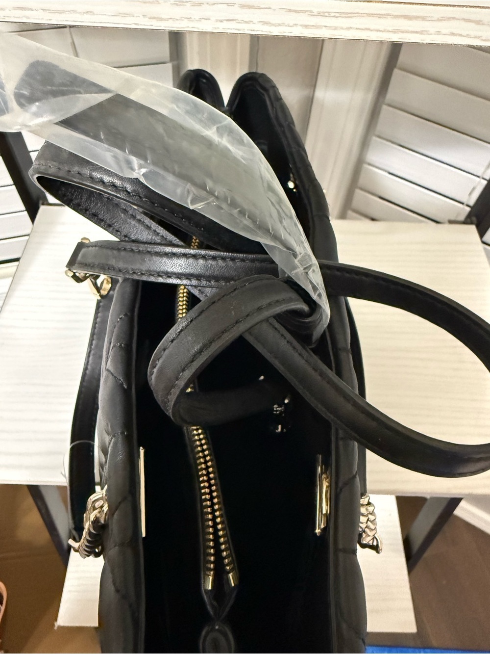 kate spade Black Quilted Tote with Gold Chain Handles - Picture 11 of 12